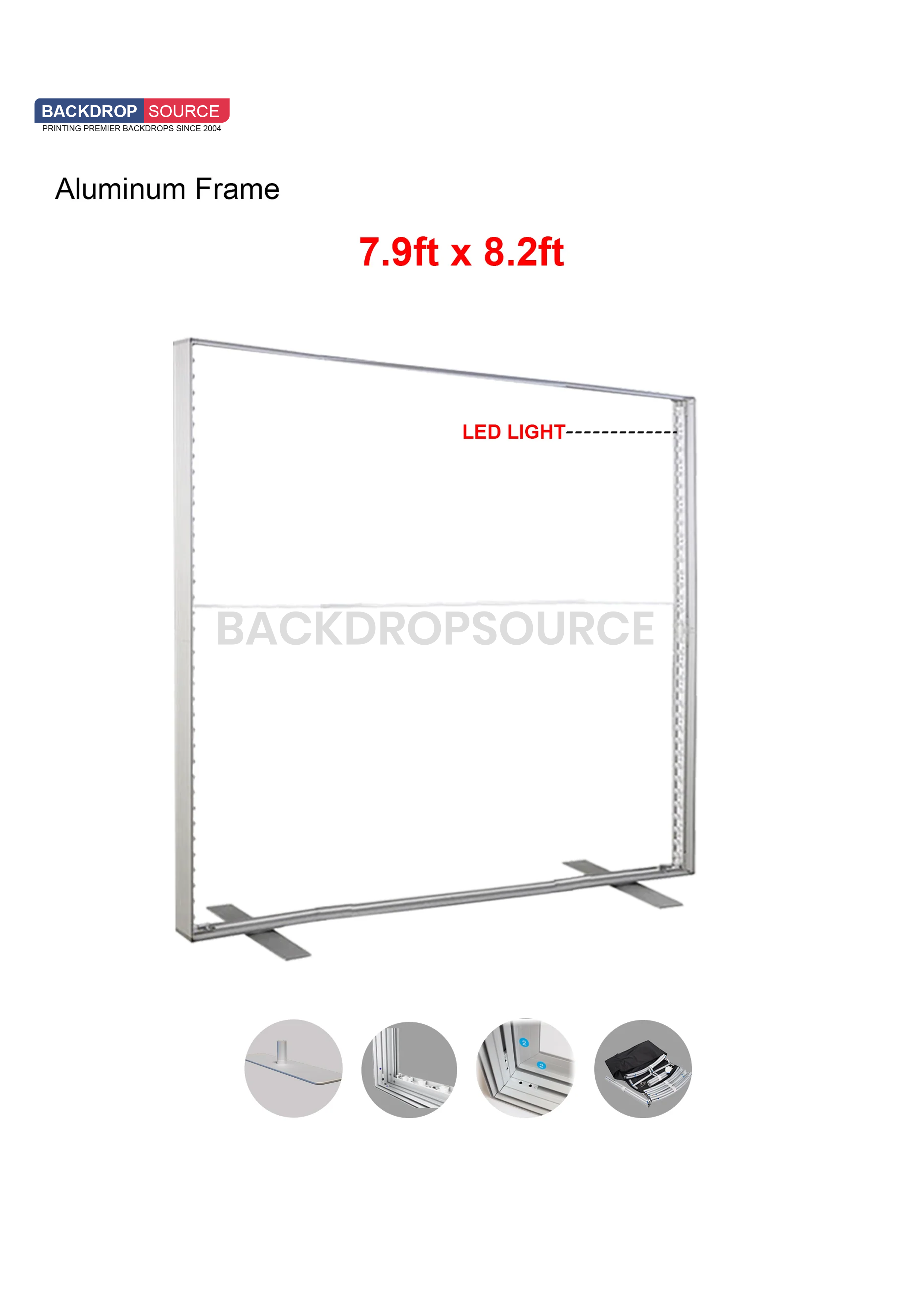 Exhibidor de caja de luz LED de tela sin marco SEG - 2,4 m de ancho x 2,4 m de alto