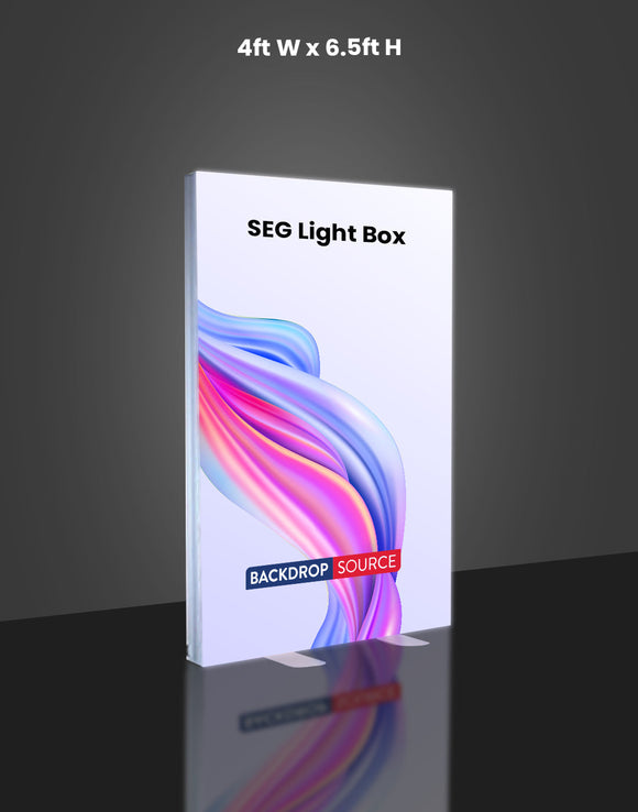 Exhibidor de caja de luz LED de tela sin marco SEG - 4 pies de ancho x 6,5 pies de alto