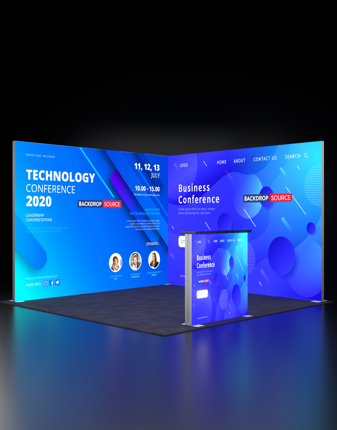 Exhibidor modular de caja de luz SEG de 3 metros para ferias comerciales - Modelo 4