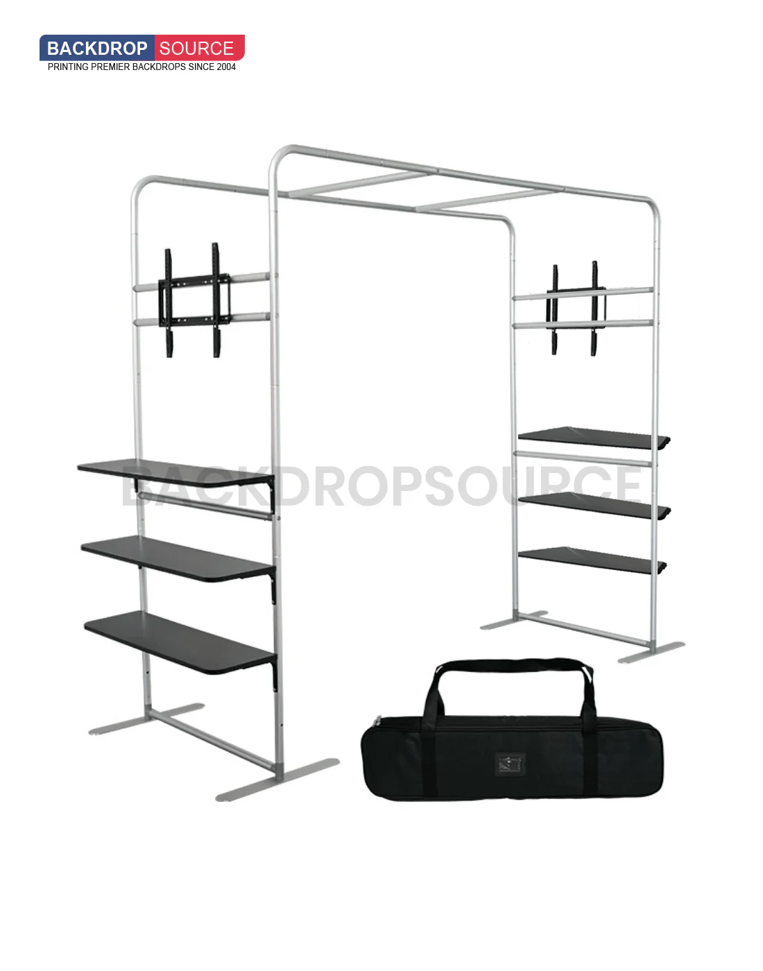 Square Arch Trade Show Display with Shelf & TV Rack