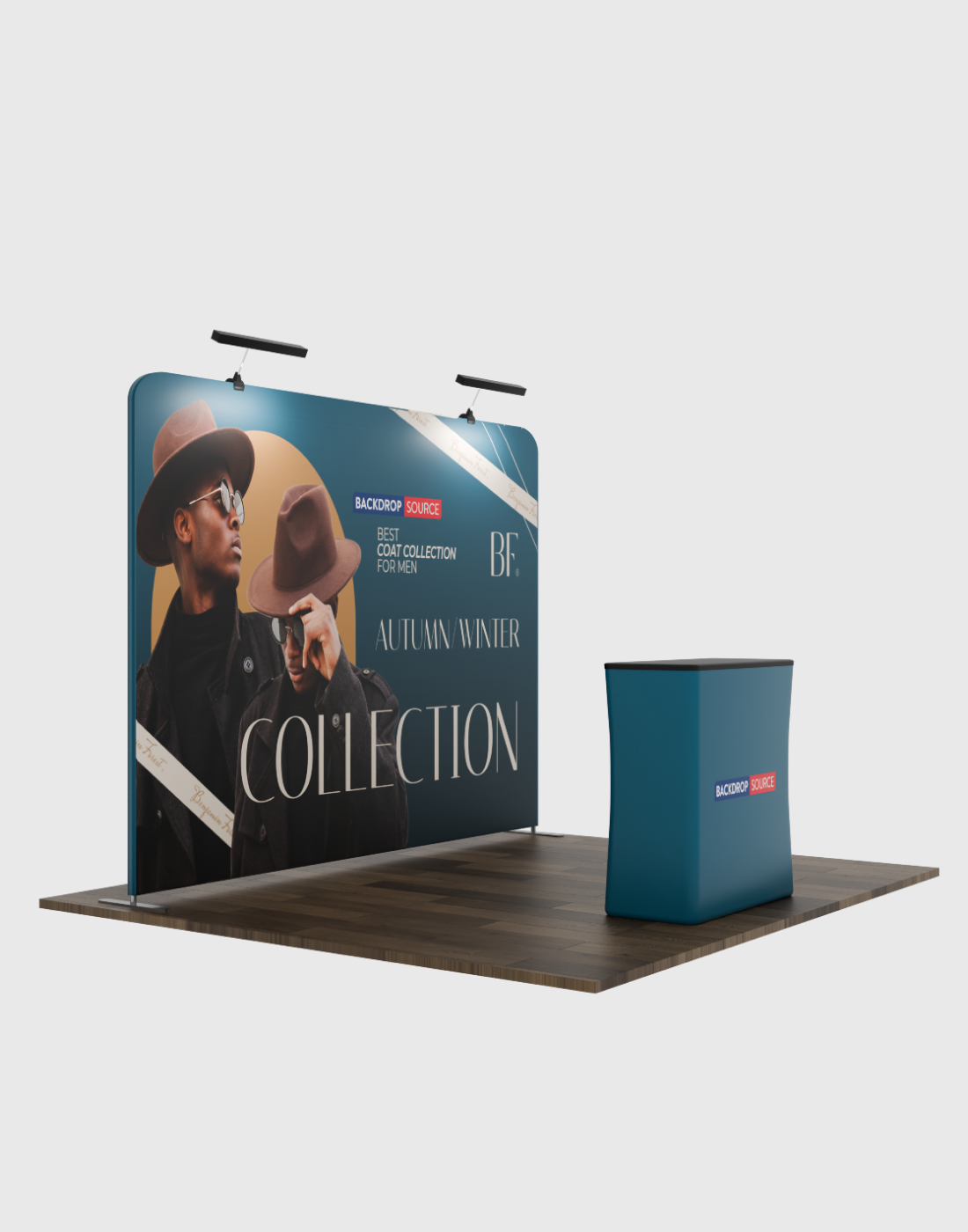 Kit de exhibición Exhibit Pro 3 en 1 recto de 3 m x 3 m con luces Illume