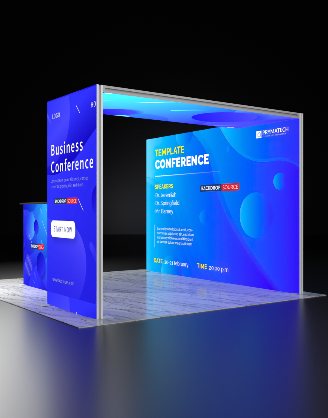 Exhibidor modular de caja de luz SEG de 3 metros para ferias comerciales - Modelo 1