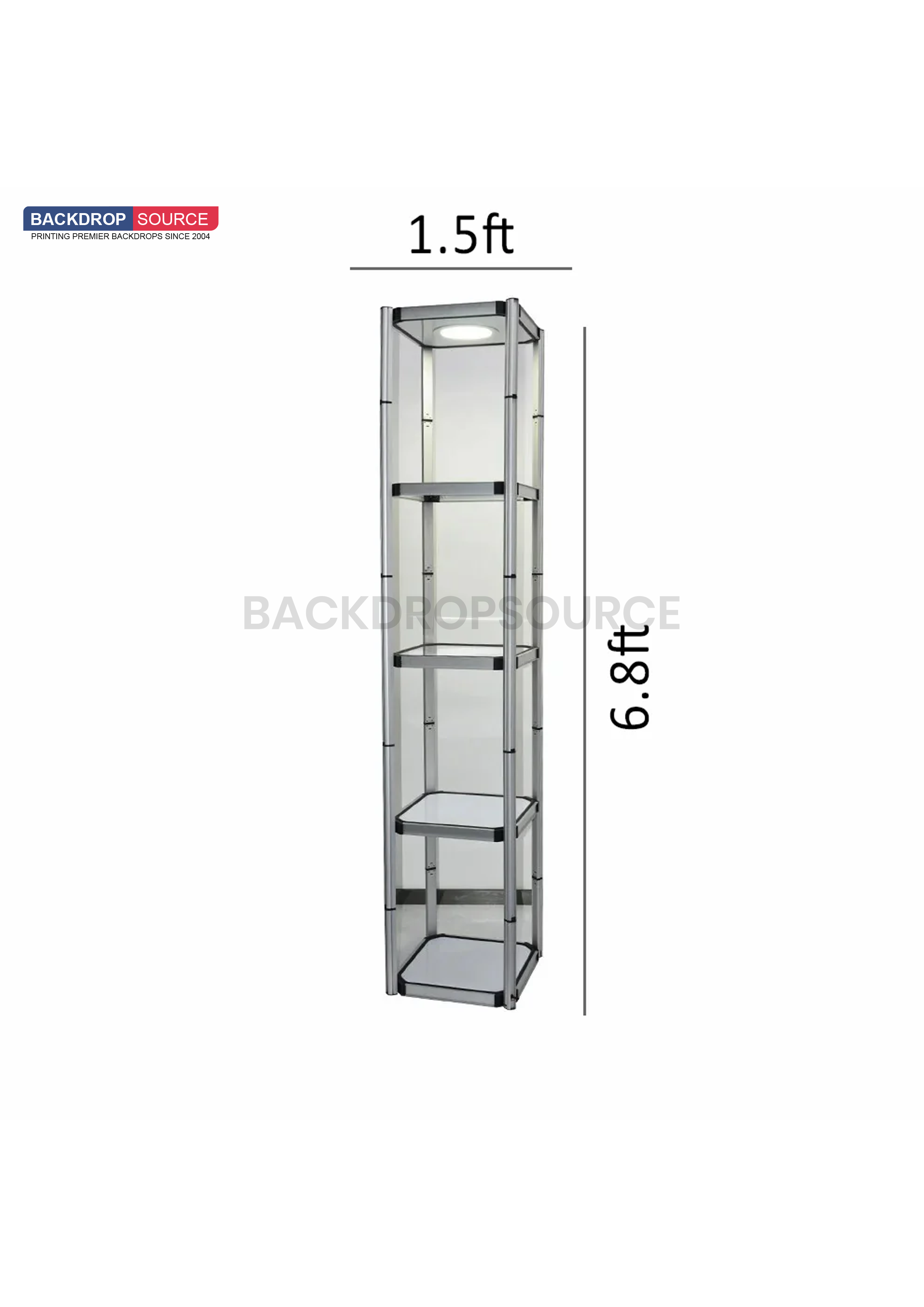 Expositor portátil cuadrado de aluminio en espiral con 5 estantes