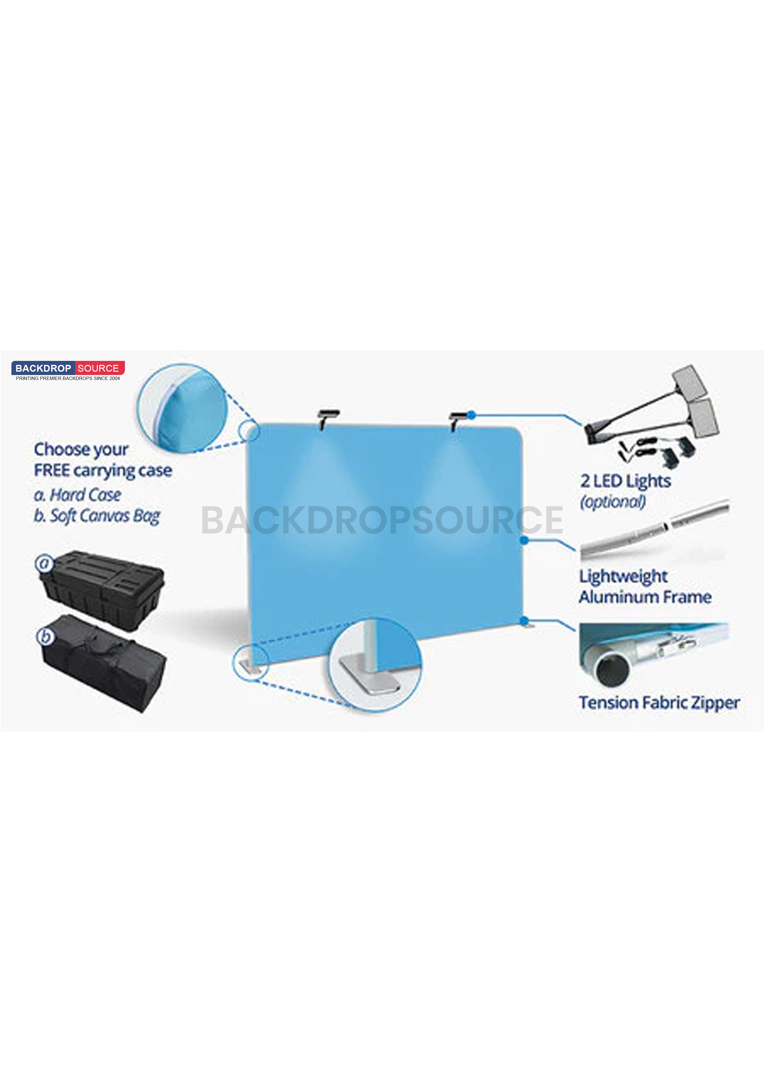 Kit de pared trasera recta con foco LED