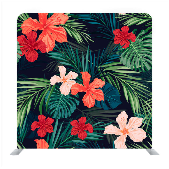 Summer Colorful Hawaiian Seamless Pattern With Tropical Plants And Hibiscus  Flowers Backdrop - Backdropsource