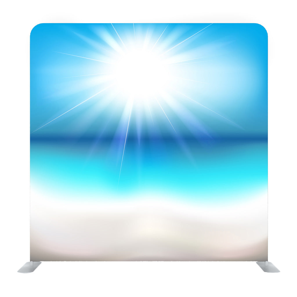 Sun Shining Over the Ocean and Wavy Warm Sand on the Clear Blue Sky Backdrop - Backdropsource