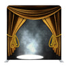 Theater Stage With Open Golden Curtains And Three Spotlights And Smoke Background Media Wall - Backdropsource