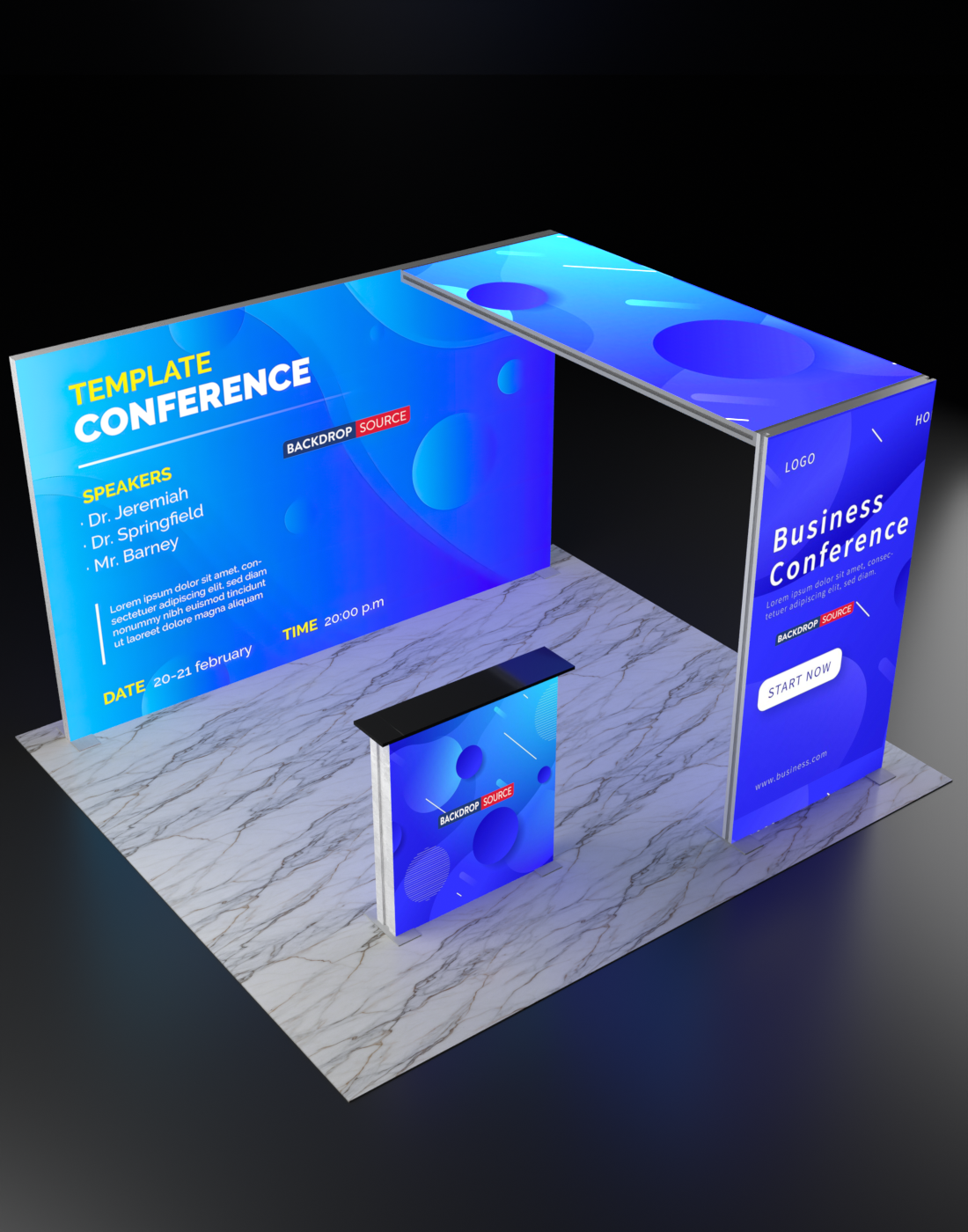 Exhibidor modular de caja de luz SEG de 3 metros para ferias comerciales - Modelo 1