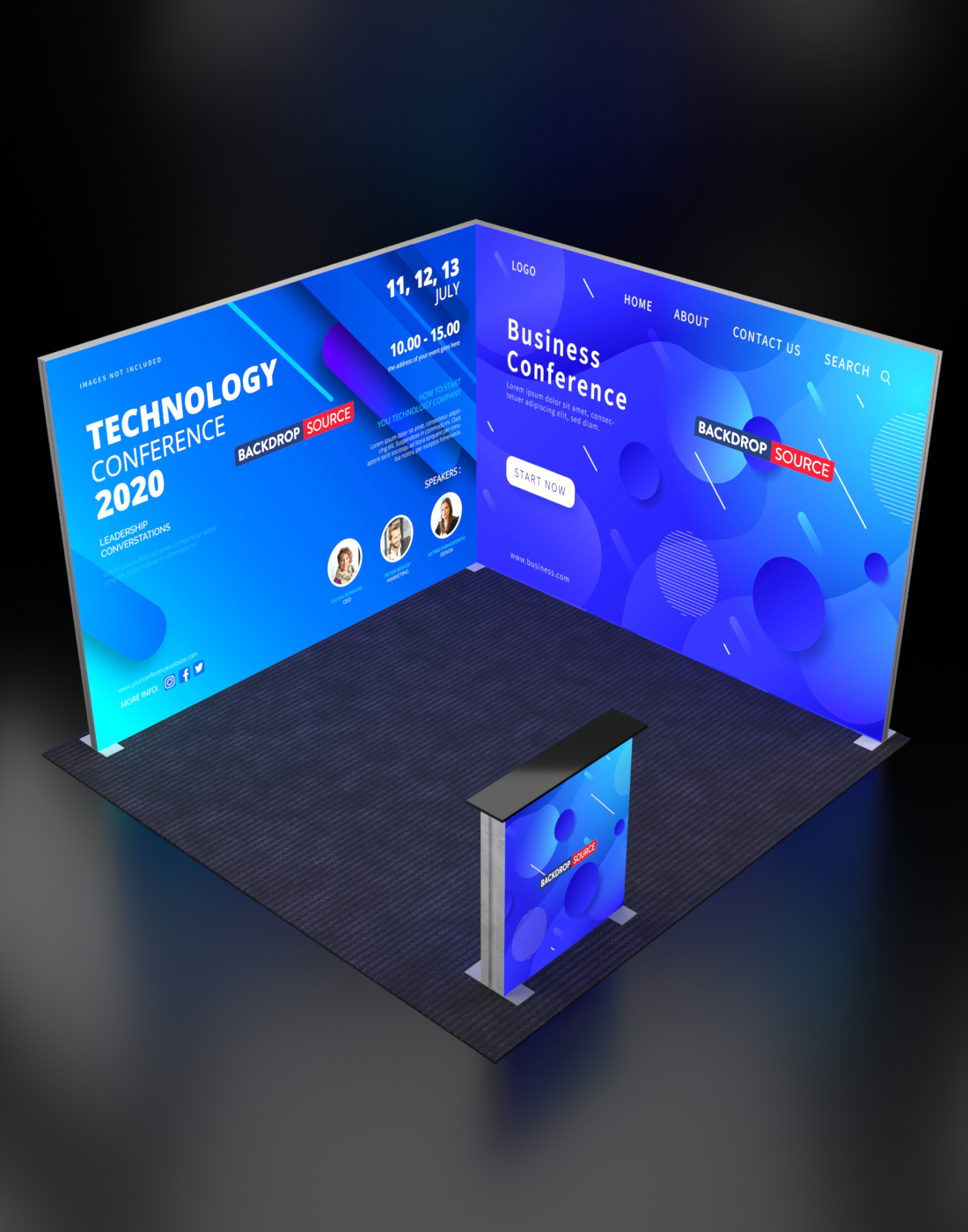 Exhibidor modular de caja de luz SEG de 3 metros para ferias comerciales - Modelo 4