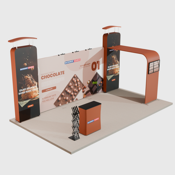 Kit de exhibición de fondo recto de 20 x 10 con pared 3D y arco