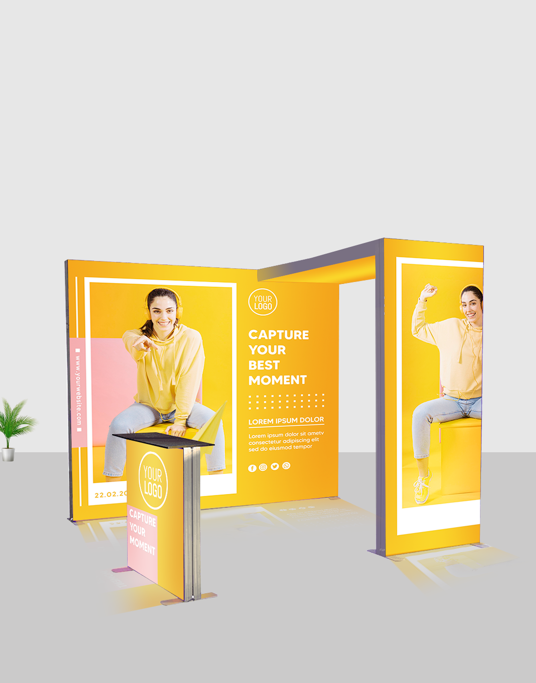 Exhibidor modular de caja de luz SEG de 3 metros para ferias comerciales - Modelo 1