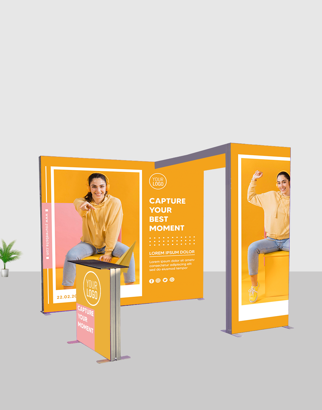 Exhibidor modular de caja de luz SEG de 3 metros para ferias comerciales - Modelo 1