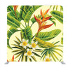 Tropical Exotic Plumeria Flowers And Plants With Green Leaves Of Palm On A Yellow Background Backdrop - Backdropsource