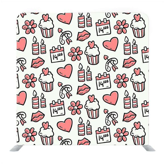 Valentine's Day theme doodle seamless pattern Media wall - Backdropsource