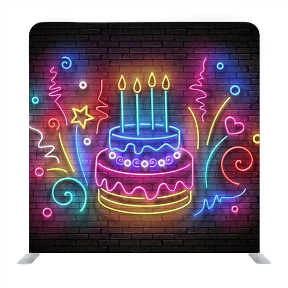 Vintage Glow Birthday Cake Media Wall - Backdropsource