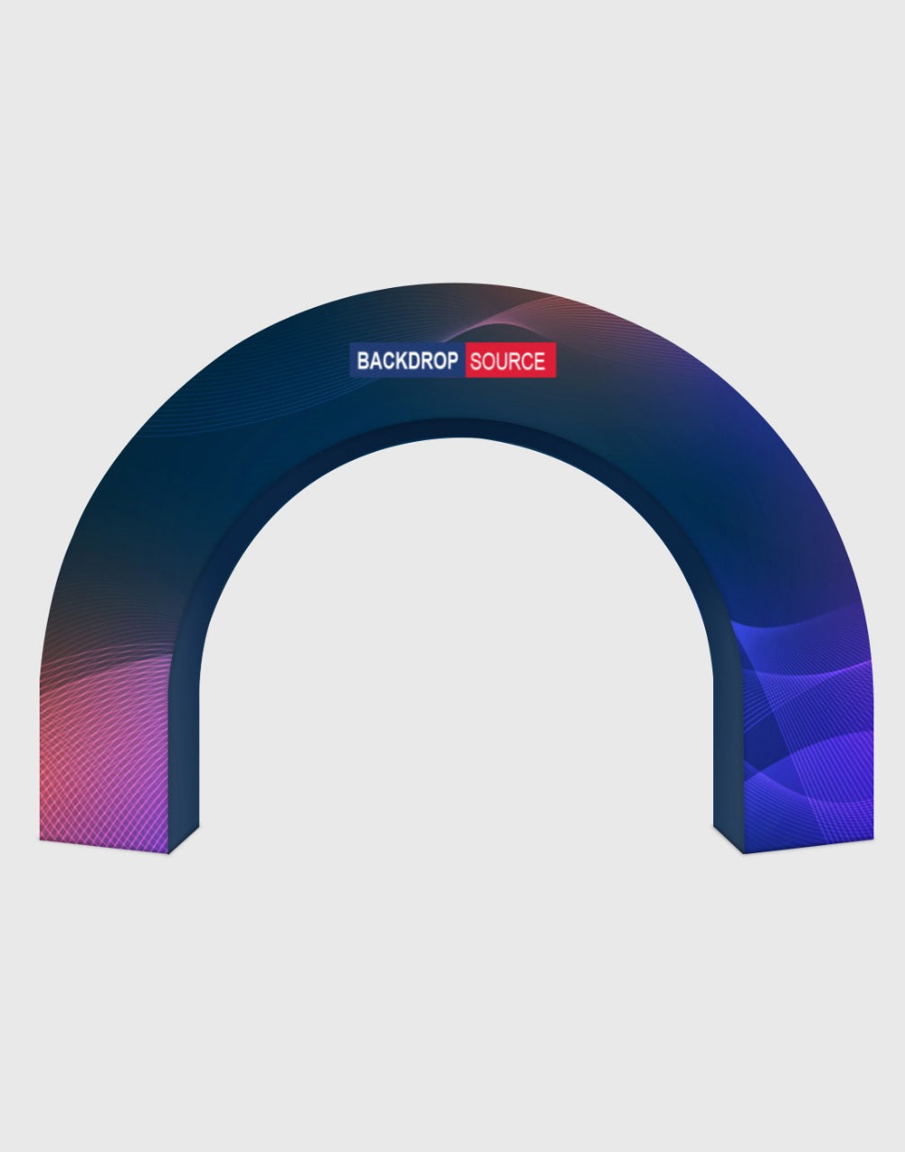 Exhibición de arco de tela tensada con prisma triangular 3D