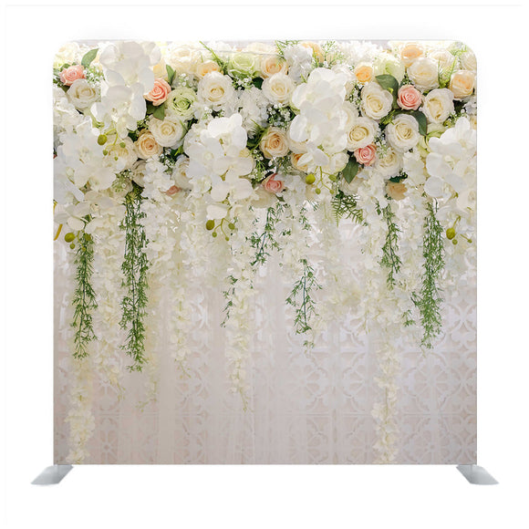 White Flowers Wall Decor Media Wall - Backdropsource