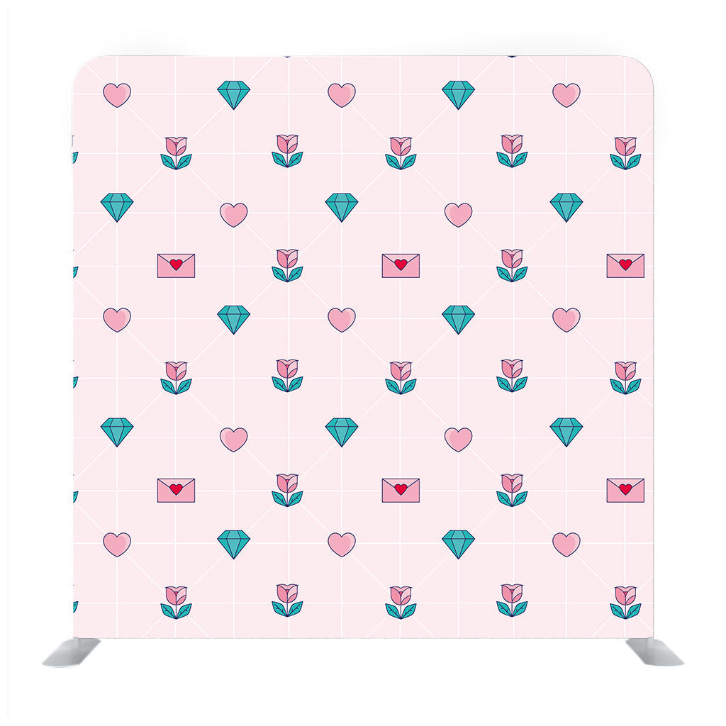 Geometric Pattern With Hearts And Diamonds Background Media Wall - Backdropsource