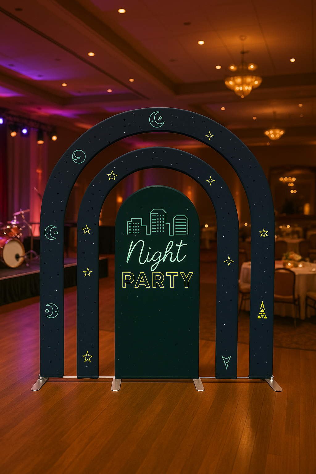 Multi-Tier Fabric Event Arch Display