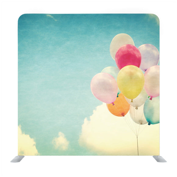 Vintage Heart Balloon With Colorful On Blue Sky Concept Of Love In Summer And Valentine, Wedding Honeymoon Backdrop - Backdropsource