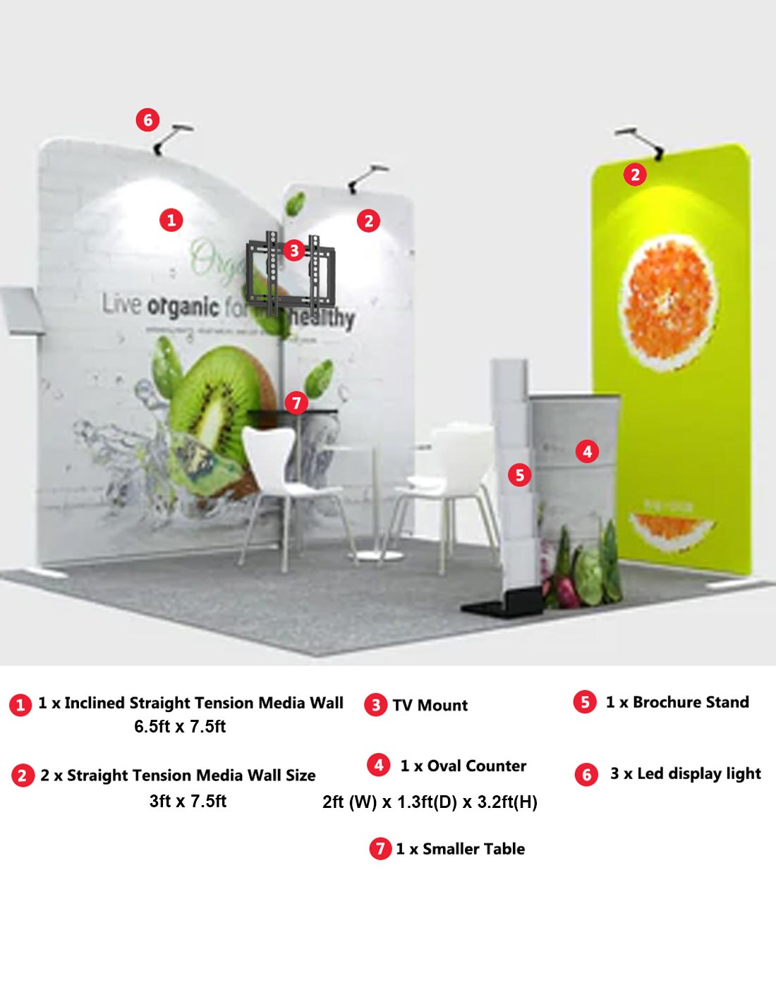 Premium TV Display Exhibition Kit for 10ft Wide Booths - Backdropsource